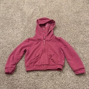Little Sleepies Toddler Berry zip up ruffle trim hoodie with floral hood 2t